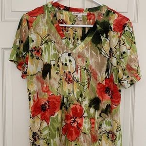 J M Collection, EUC, Size Petite L,  Floral Top